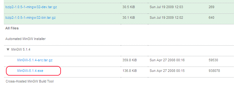 간편한 설치를 위해서 Automated MinGW Installer의 MinGW 5.1.4 ...